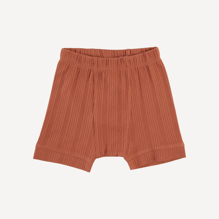 classic panda short | rust | organic cotton multi rib