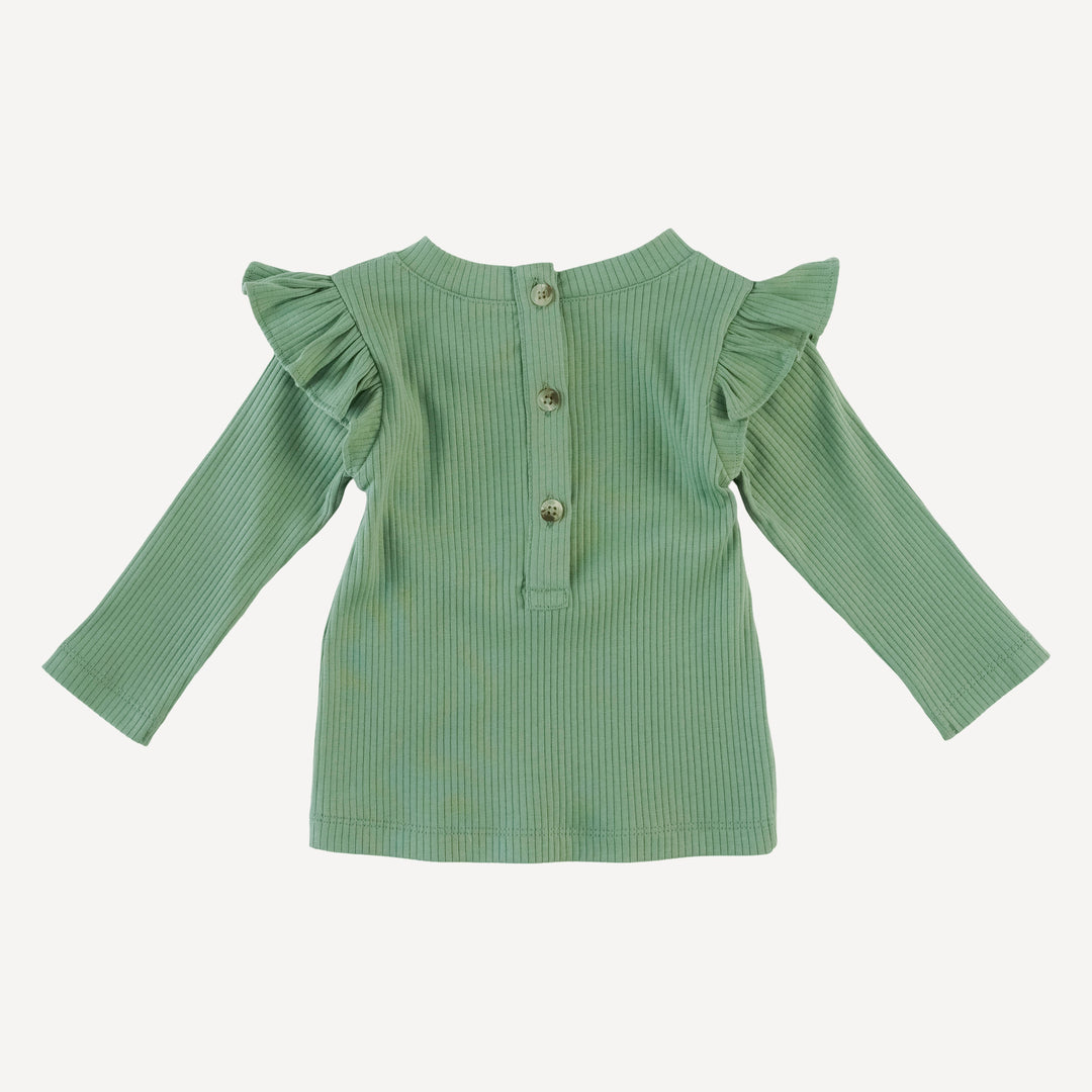 long sleeve ruffle shoulder top | hedge | organic cotton single rib