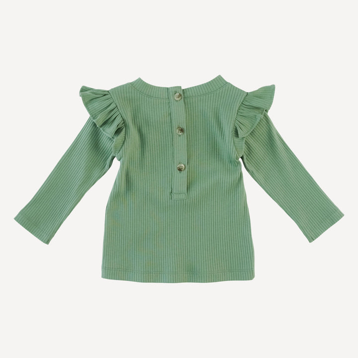 long sleeve ruffle shoulder top | hedge | organic cotton single rib