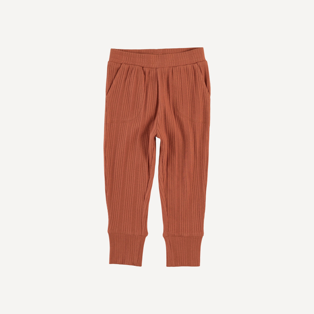 slim sport jogger | rust | organic cotton multi rib