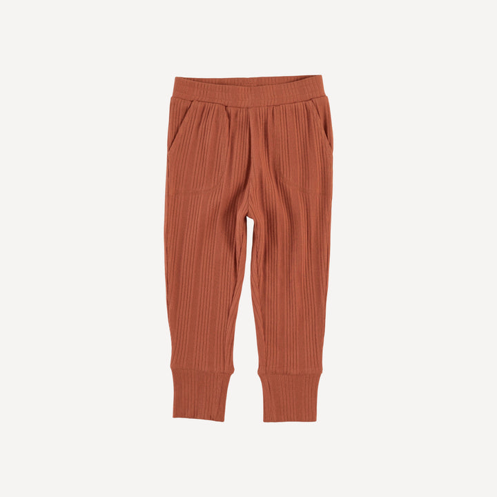 slim sport jogger | rust | organic cotton multi rib