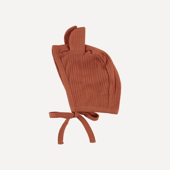 bear hat | rust | organic cotton multi rib