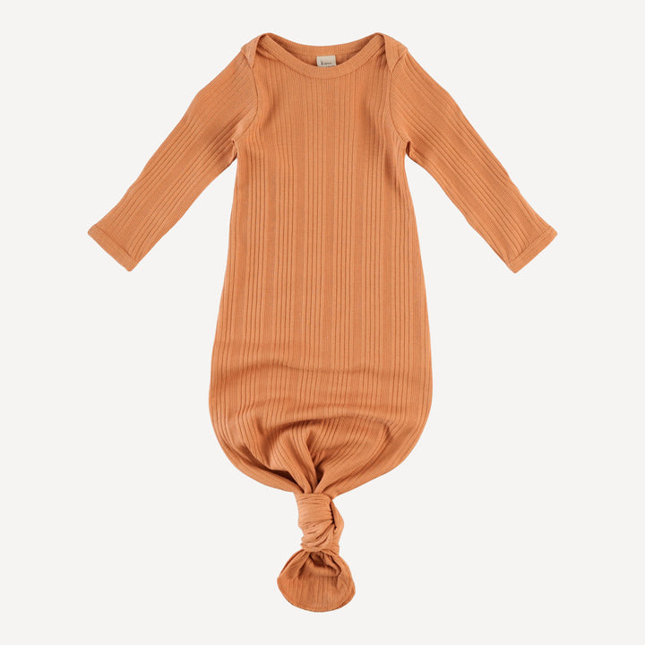 long sleeve lap neck knotted gown | butterum | organic cotton multi rib