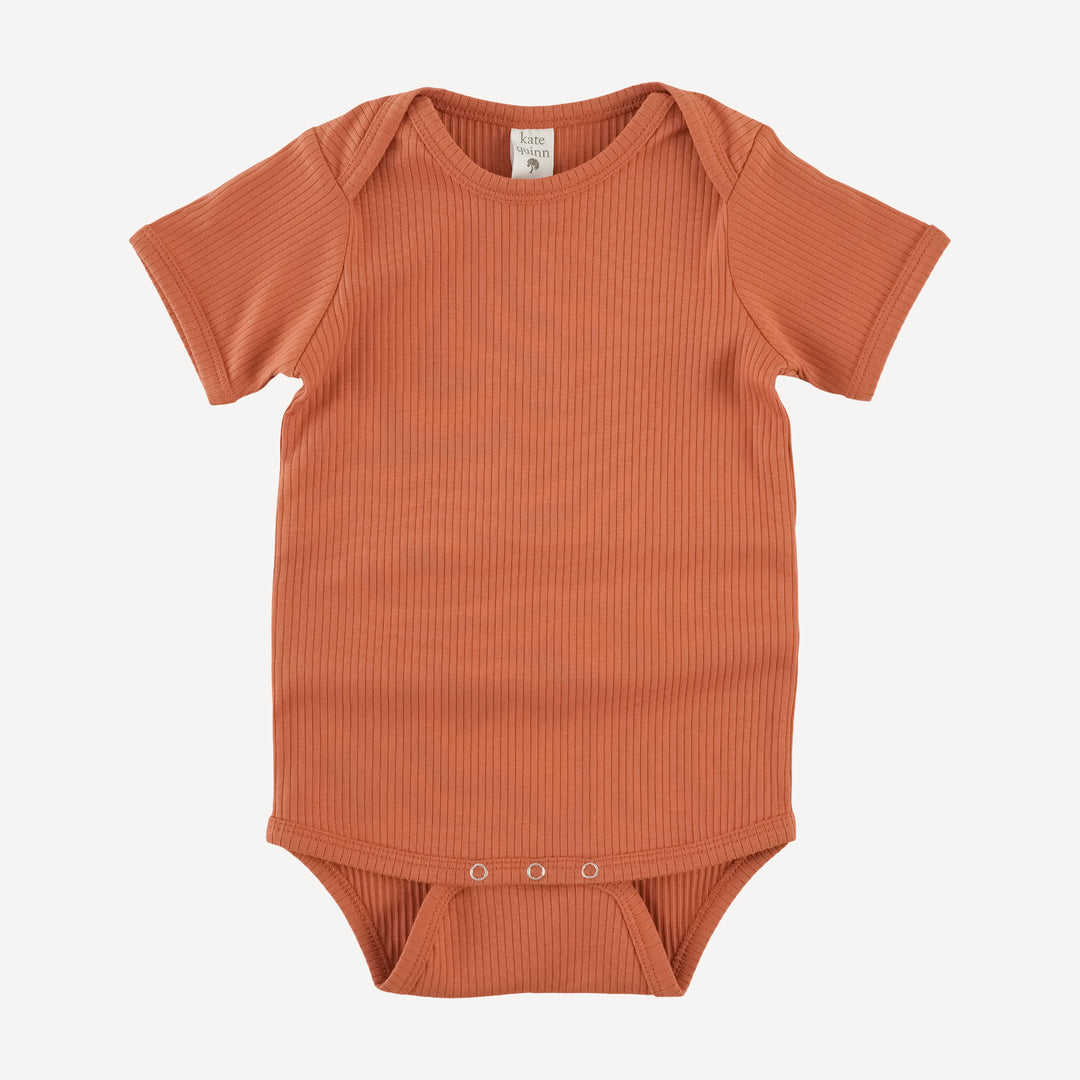 short sleeve lap neck bodysuit | rust | organic cotton single rib