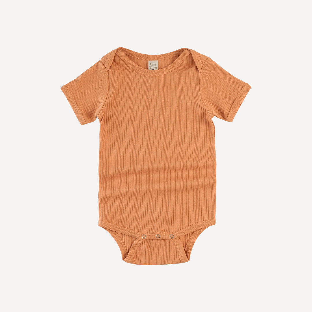 short sleeve lap neck bodysuit | butterum | organic cotton multi rib
