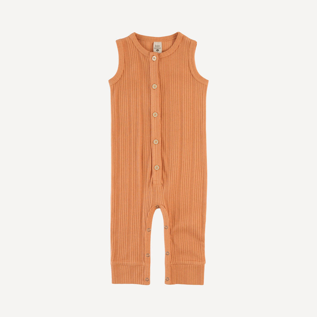 sleeveless button sport jumpsuit | butterum | organic cotton multi rib