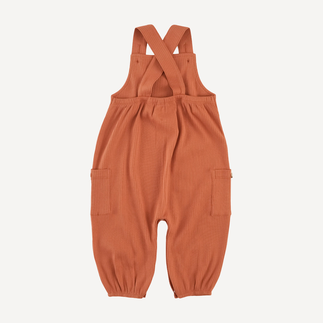 gathered bubble pocket overall | rust | organic cotton single rib