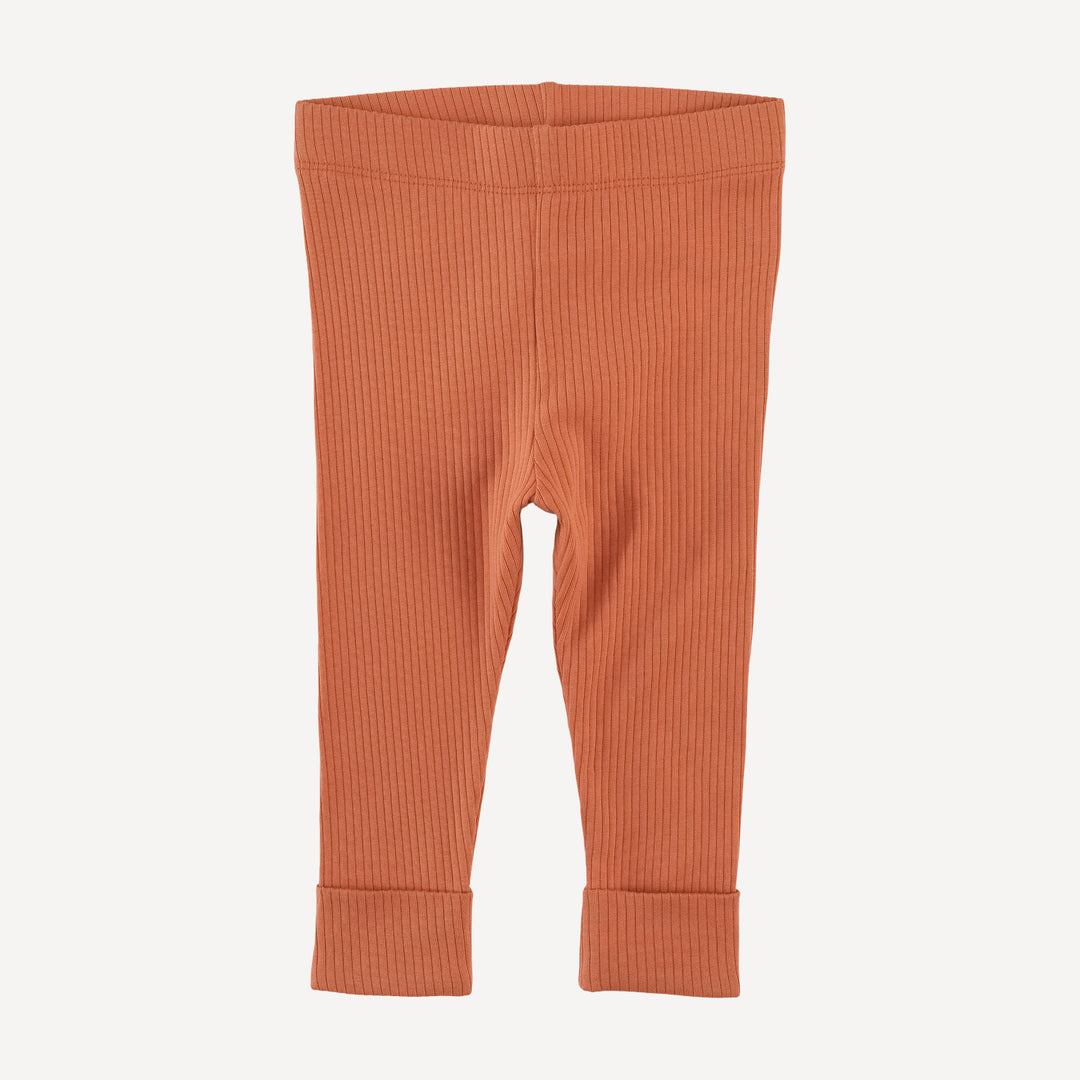 classic cuffed legging | rust | organic cotton single rib