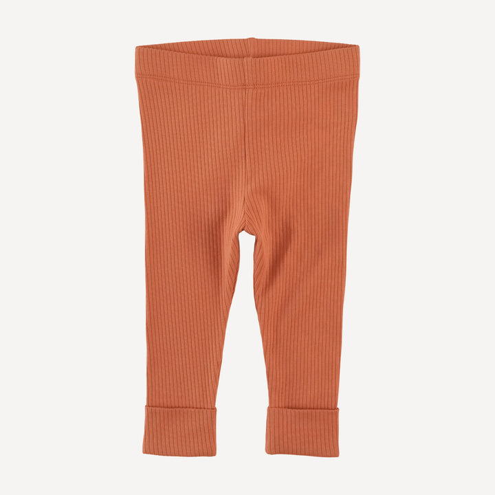 classic cuffed legging | rust | organic cotton single rib