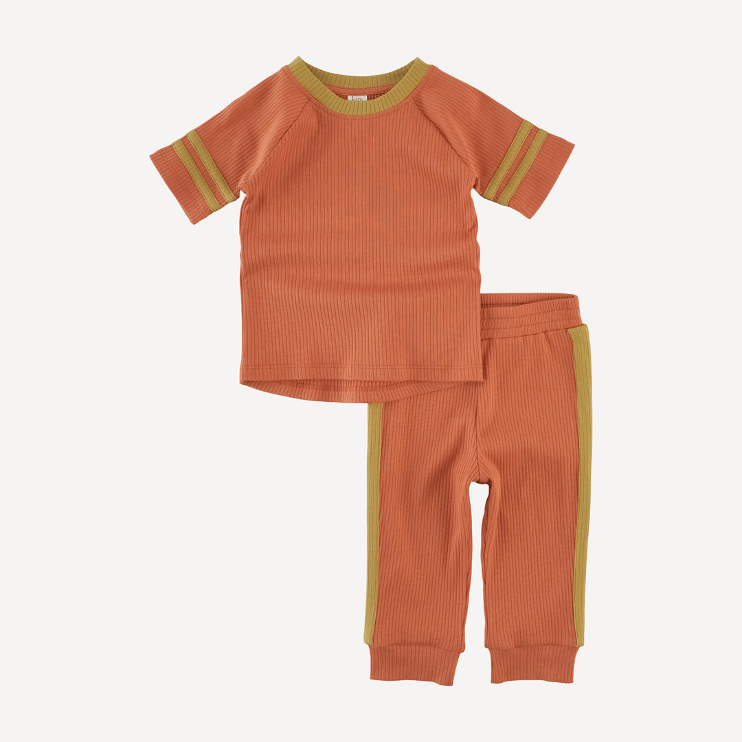short sleeve football set | rust | organic cotton single rib