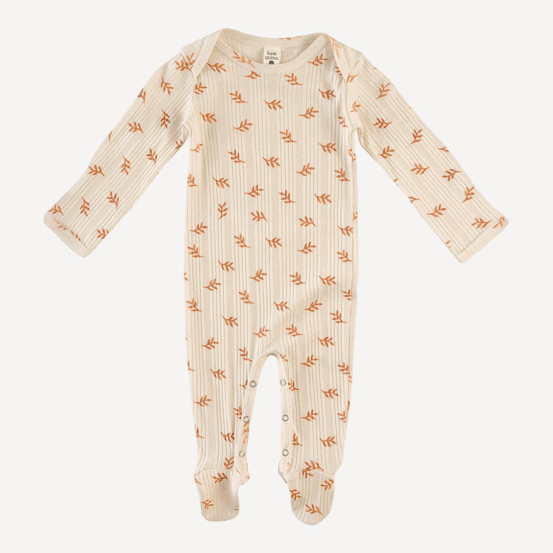 long sleeve lap neck footie | butterum leaf | organic cotton multi rib