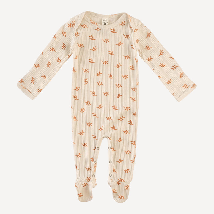 long sleeve lap neck footie | butterum leaf | organic cotton multi rib
