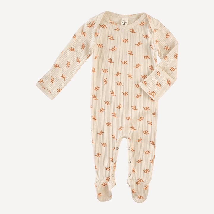 long sleeve lap neck footie | butterum leaf | organic cotton multi rib