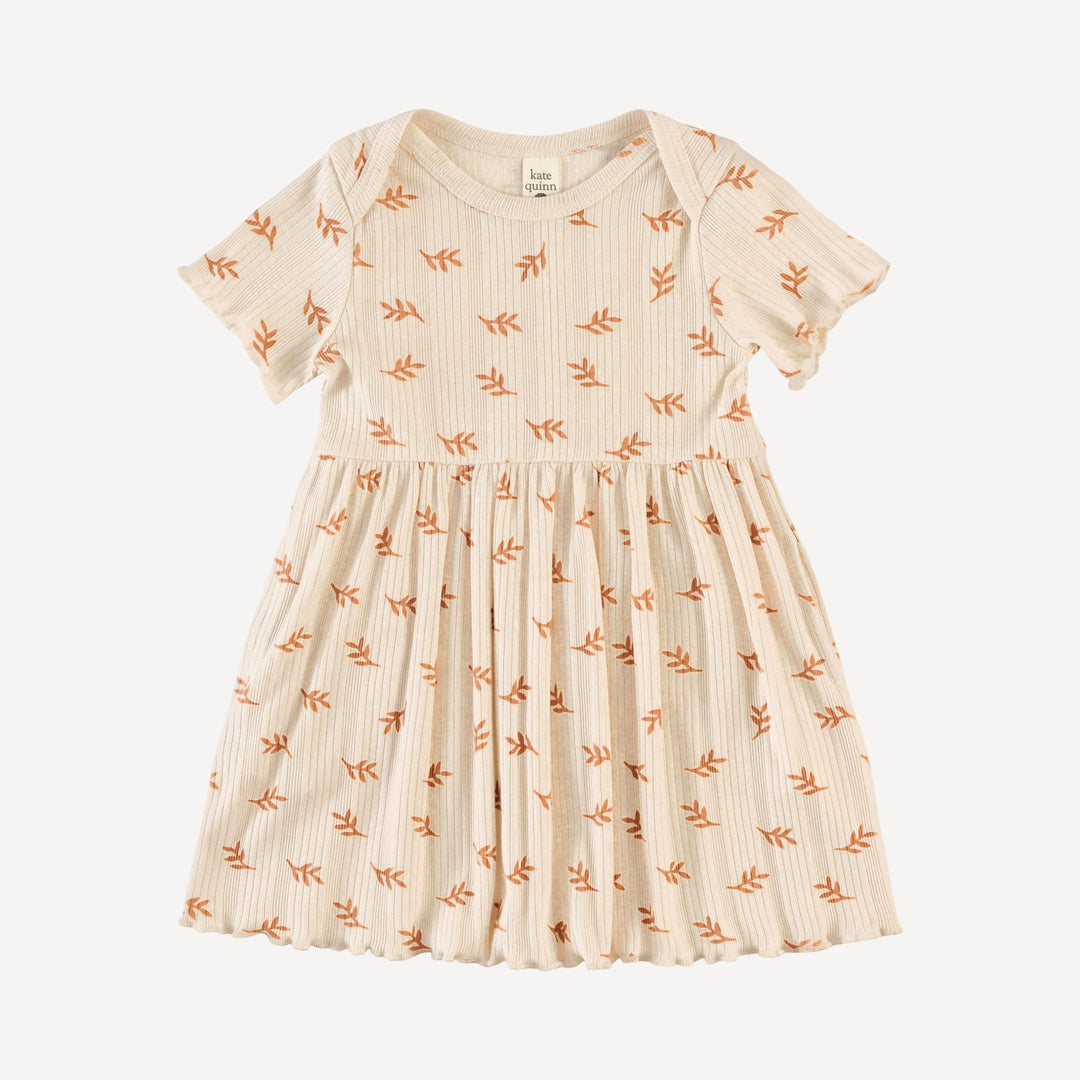 short sleeve lap neck lettuce dress | butterum leaf | organic cotton multi rib