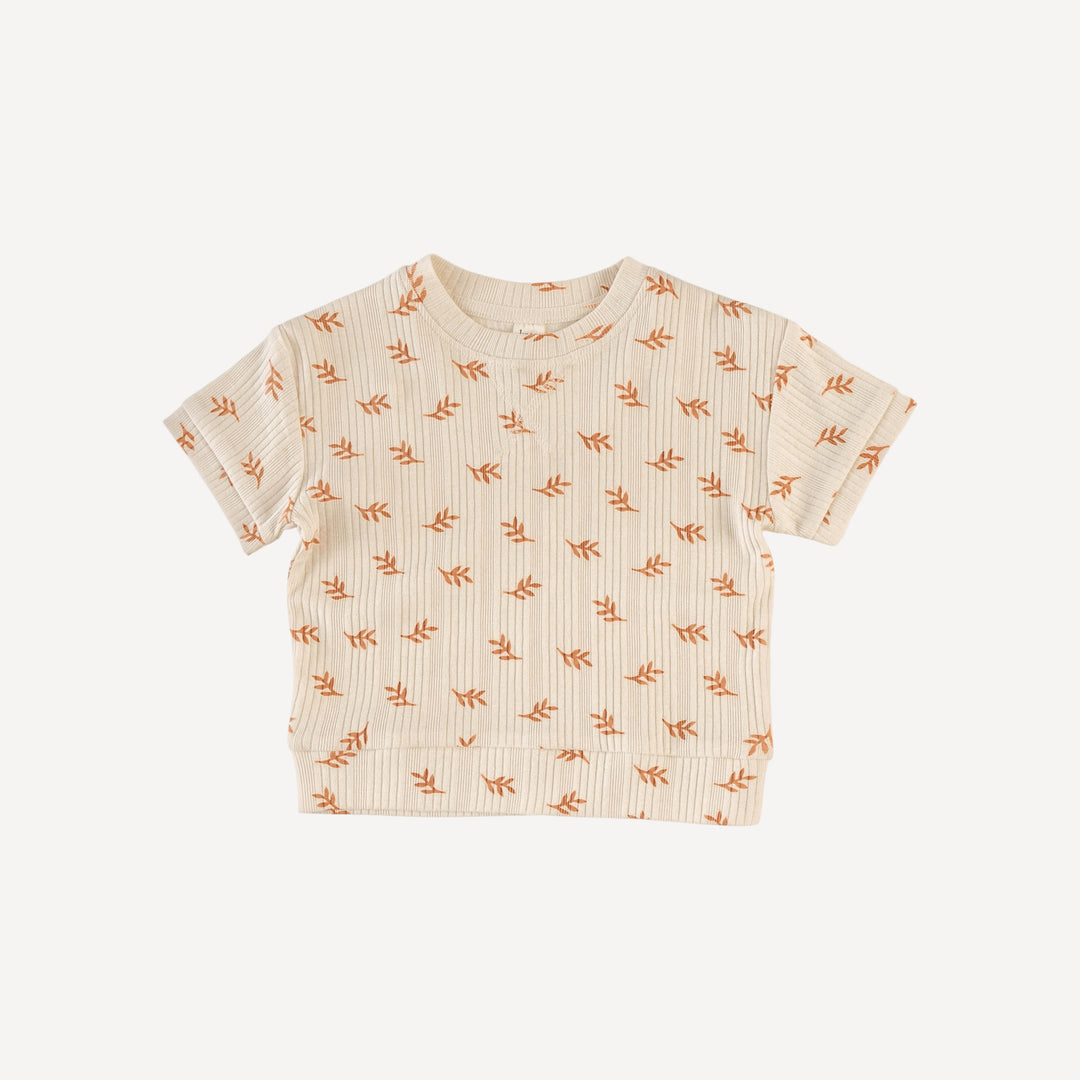 short sleeve relaxed jogger set | butterum leaf | organic cotton multi rib