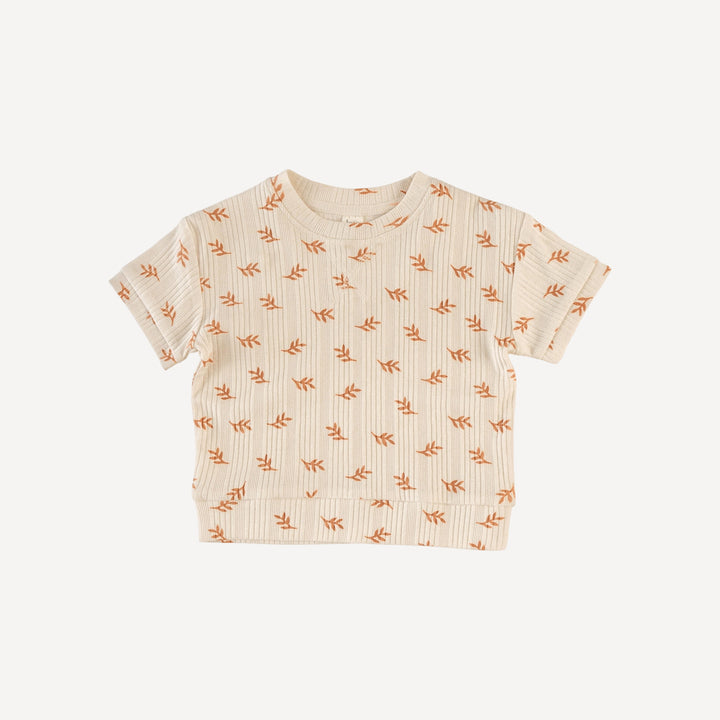 short sleeve relaxed jogger set | butterum leaf | organic cotton multi rib