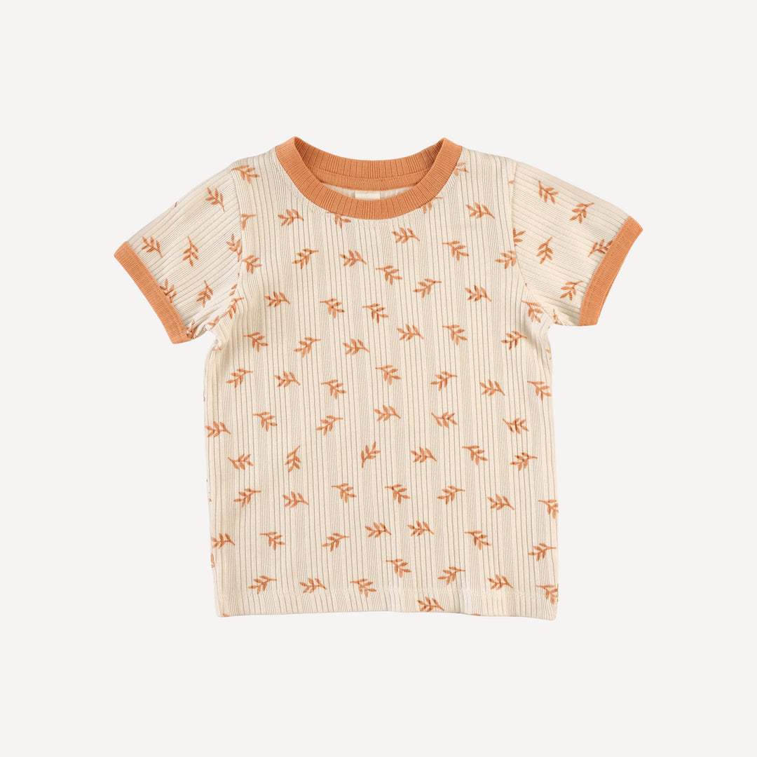 short sleeve ringer tee | butterum leaf | organic cotton multi rib