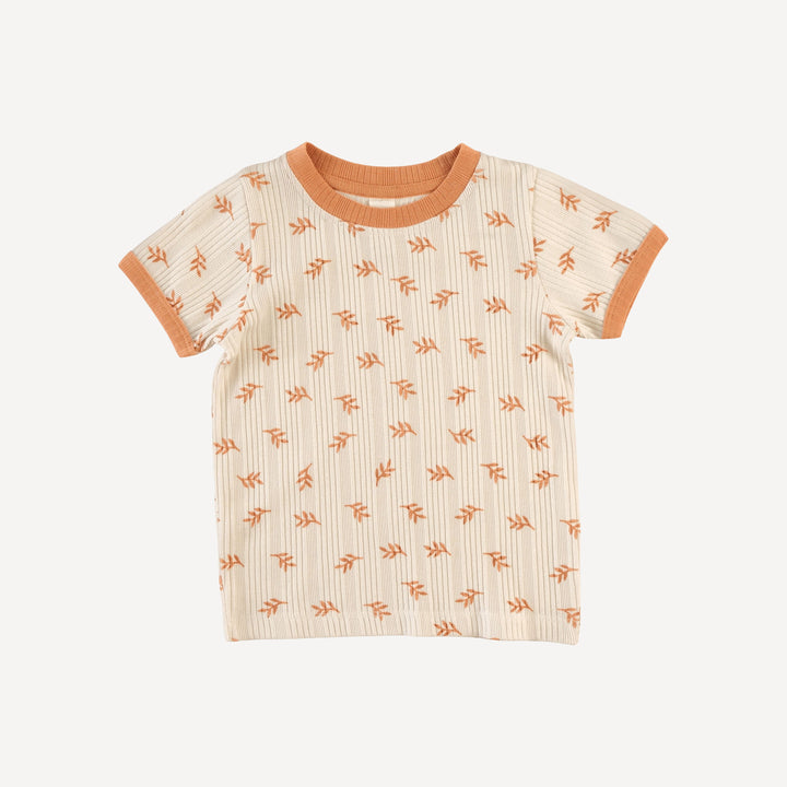 short sleeve ringer tee | butterum leaf | organic cotton multi rib