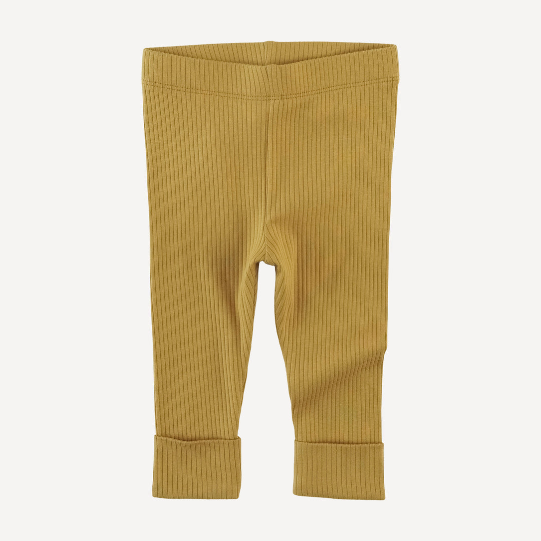 classic cuffed legging | honey mustard | organic cotton single rib