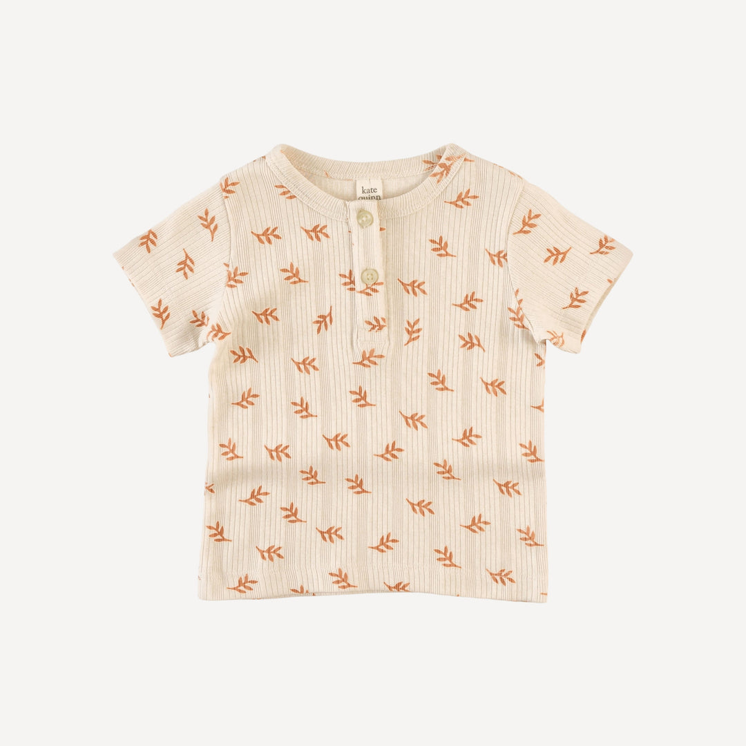 short sleeve basic henley tee | butterum leaf | organic cotton multi rib