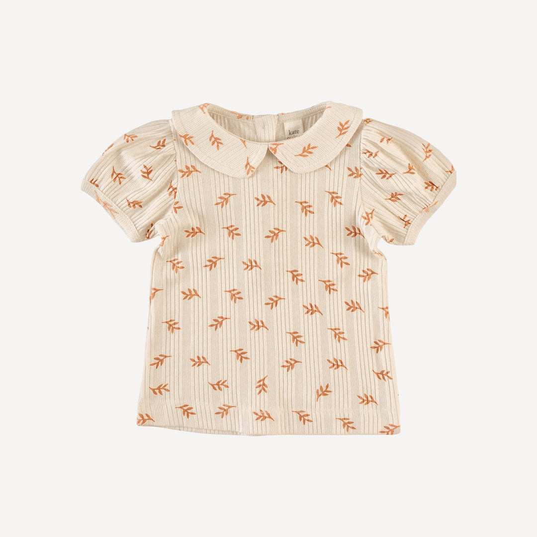 short sleeve peter pan top | butterum leaf | organic cotton multi rib
