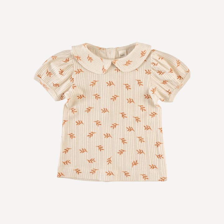 short sleeve peter pan top | butterum leaf | organic cotton multi rib