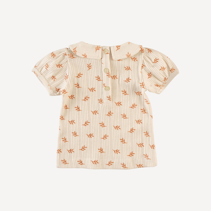 short sleeve peter pan top | butterum leaf | organic cotton multi rib