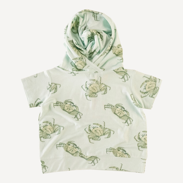 short sleeve essential skinny hoodie | ocean crab | bamboo