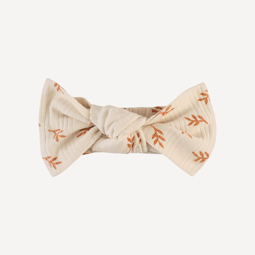large bow elastic headband | butterum leaf | organic cotton multi rib