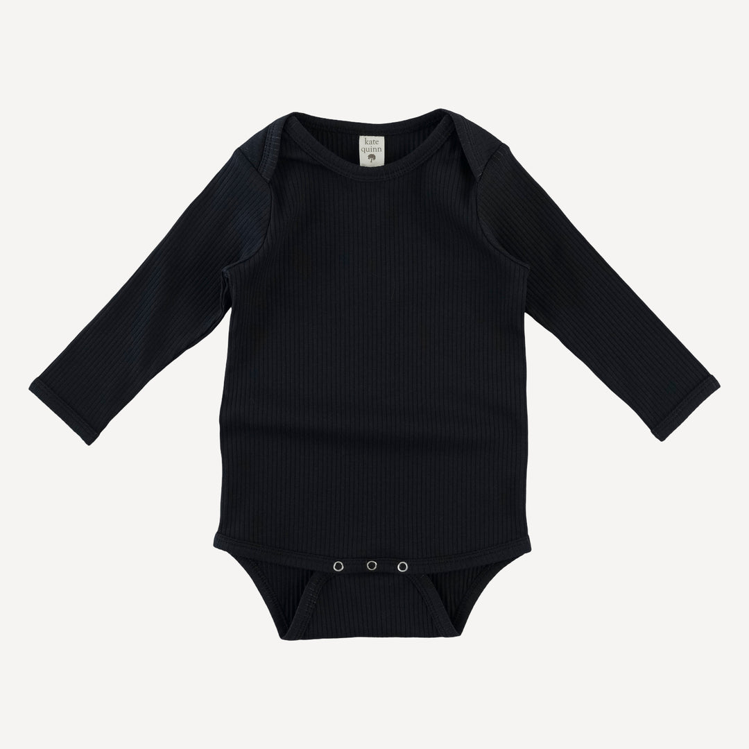 long sleeve lap neck bodysuit | black | organic cotton single rib