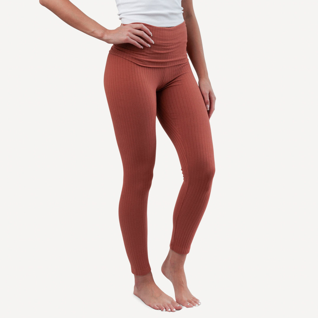 PRESALE womens rolled legging | auburn | organic cotton wide rib