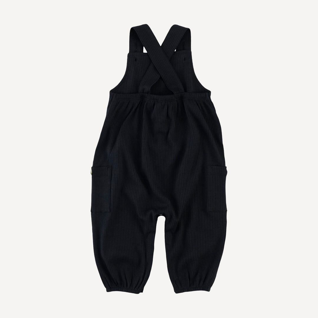 gathered bubble pocket overall | black | organic cotton single rib