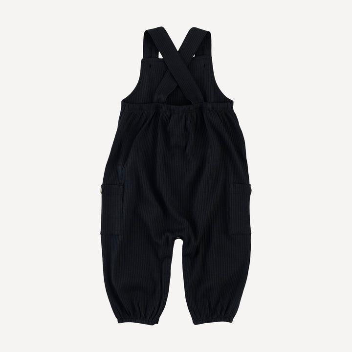 gathered bubble pocket overall | black | organic cotton single rib