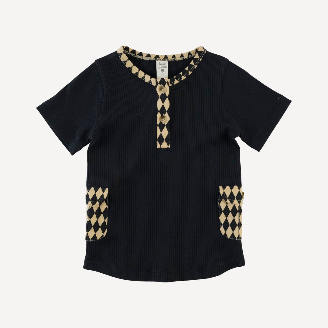 short sleeve cargo pocket tee | black | organic cotton single rib