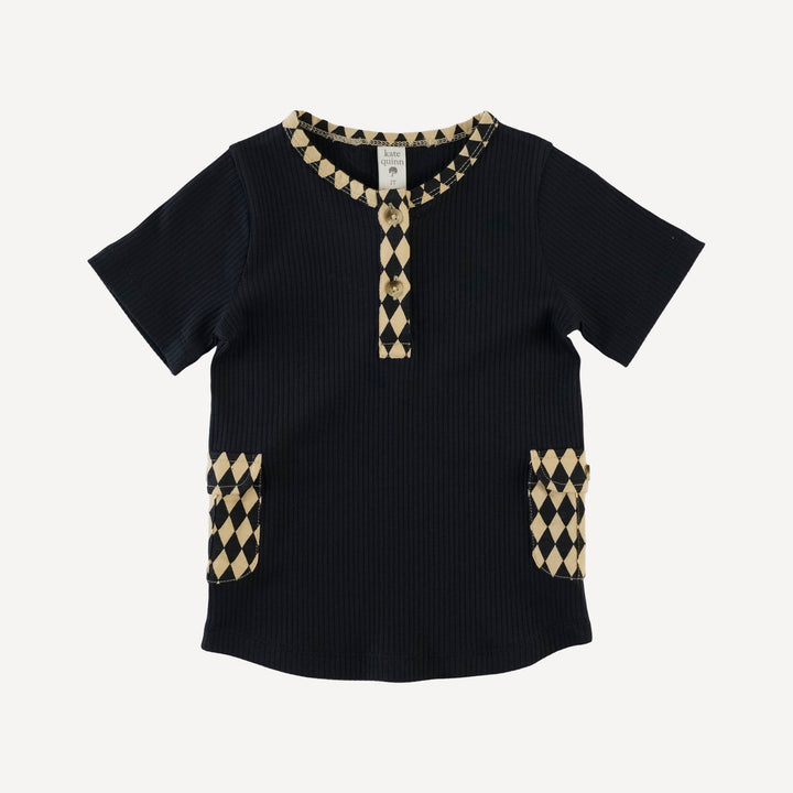 short sleeve cargo pocket tee | black | organic cotton single rib