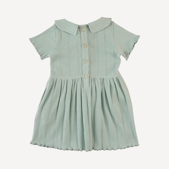 short sleeve lettuce peter pan dress | heron blue | organic cotton multi rib