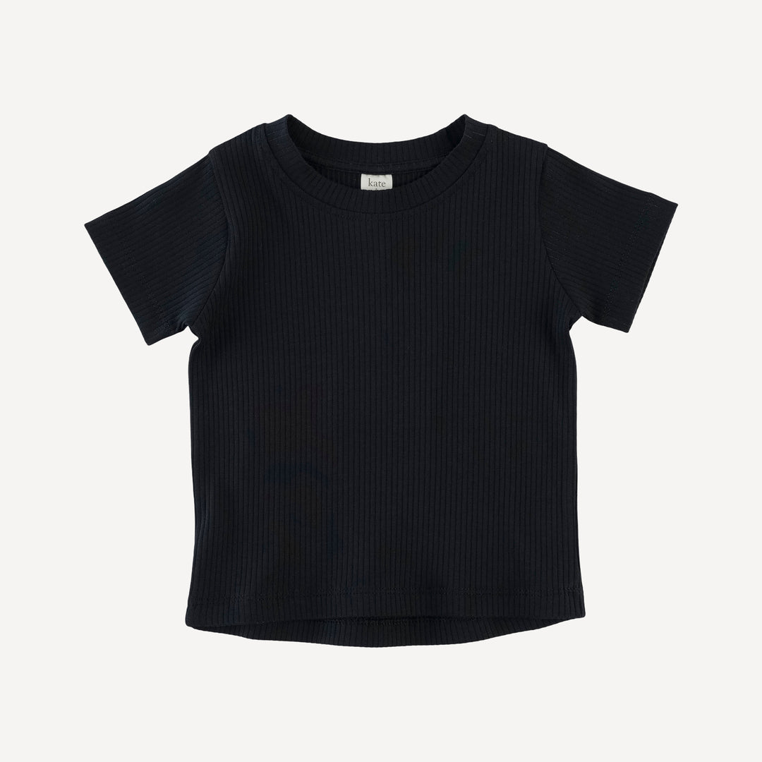 short sleeve essential boxy tee | black | organic cotton single rib