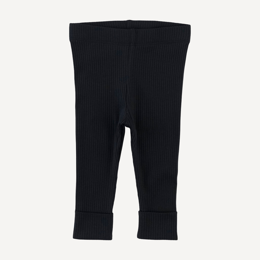 classic cuffed legging | black | organic cotton single rib