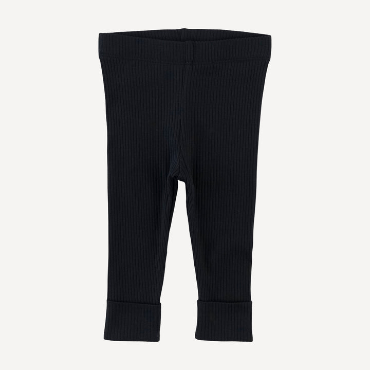 classic cuffed legging | black | organic cotton single rib