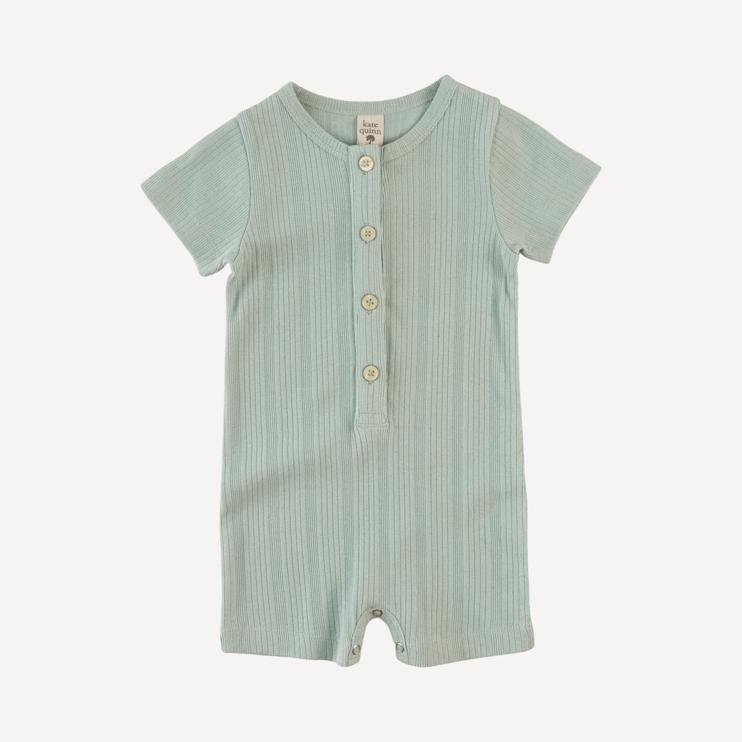 short sleeve union shortie | heron blue | organic cotton multi rib