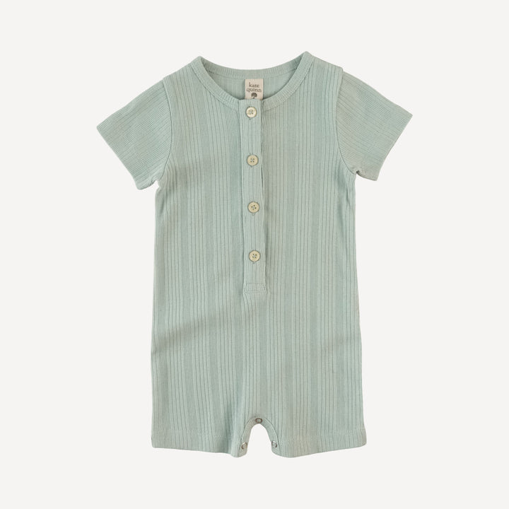 short sleeve union shortie | heron blue | organic cotton multi rib