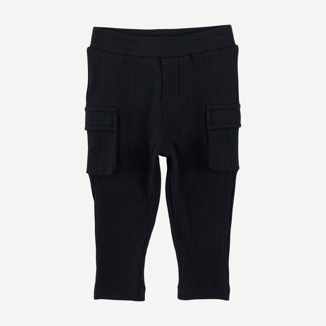 skinny cargo pant | black | organic cotton single rib