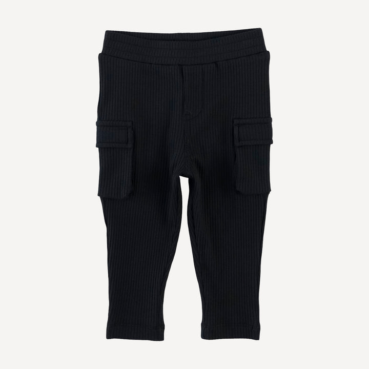 skinny cargo pant | black | organic cotton single rib