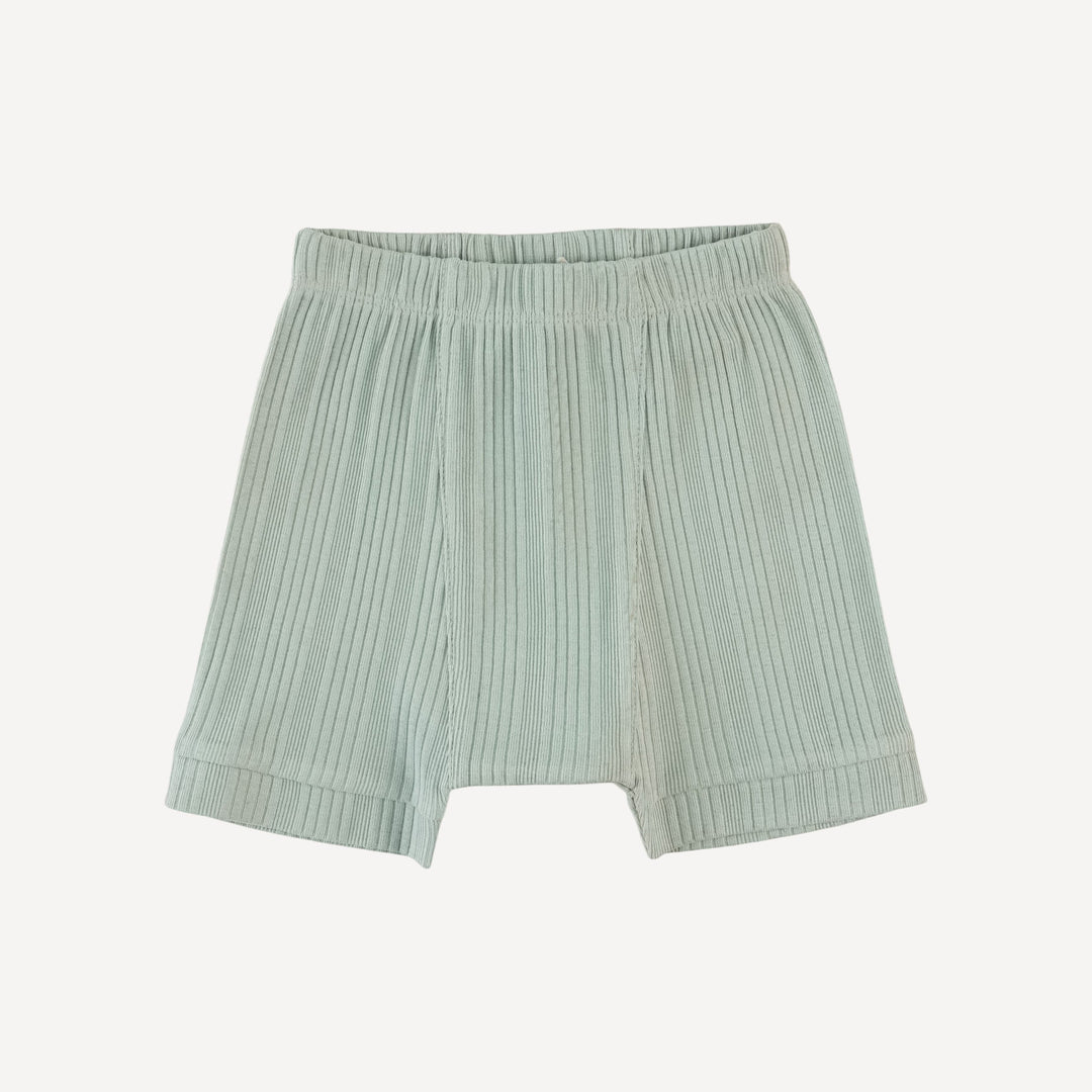 classic panda short | heron blue | organic cotton multi rib
