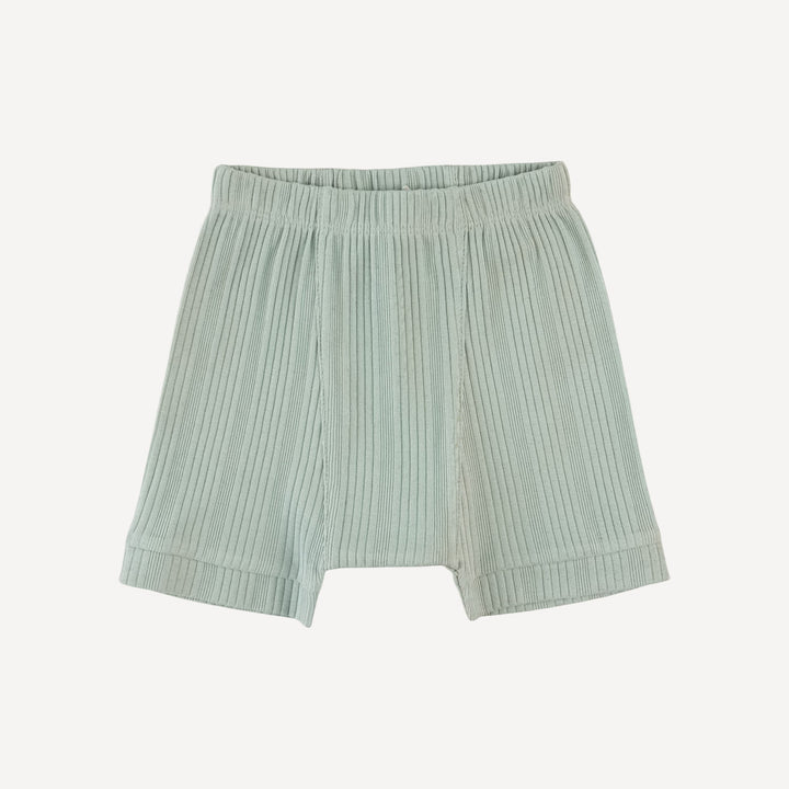 classic panda short | heron blue | organic cotton multi rib