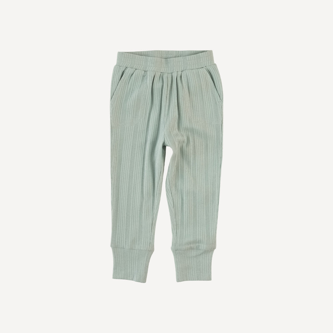 slim sport jogger | heron blue | organic cotton multi rib