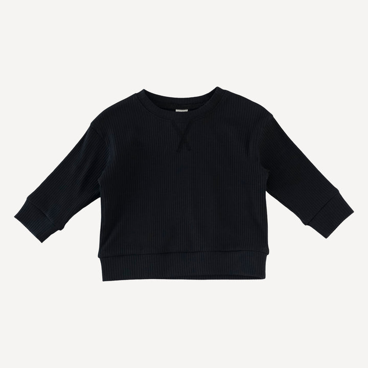 long sleeve relaxed jogger set | black | organic cotton single rib