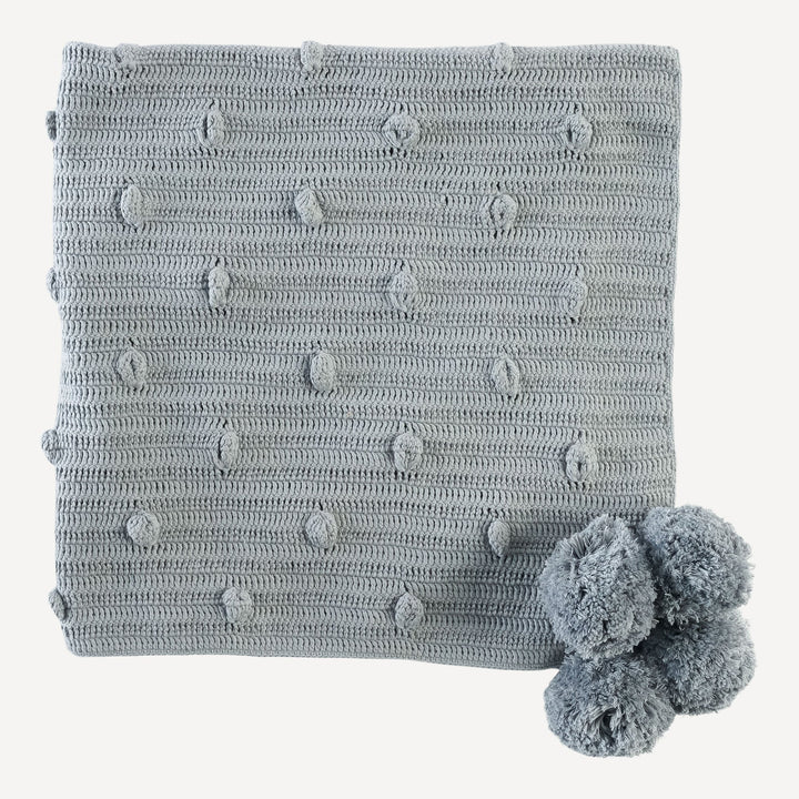 crochet bobble blanket | misty gray | organic cotton crochet