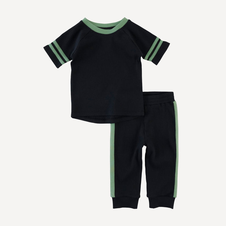 short sleeve football set | black | organic cotton single rib