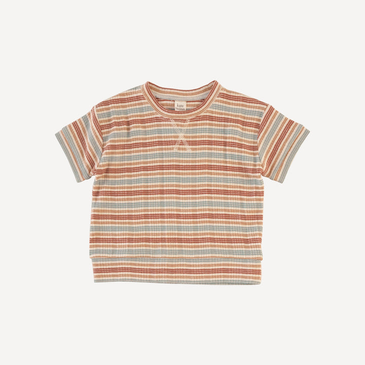 short sleeve relaxed jogger set | multi stripe | organic cotton multi rib